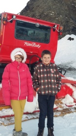 Kids with piste basher